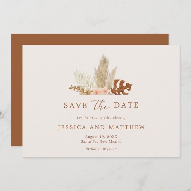 Rustic Boho Fall Flowers Outdoor Wedding Save The Date (Front/Back)