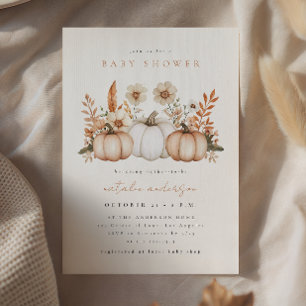 Rustic Boho Fall Pumpkin Baby Shower Invitation