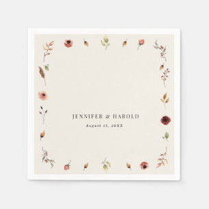 Rustic Boho Fall Wildflowers Wedding or Engagement Napkin