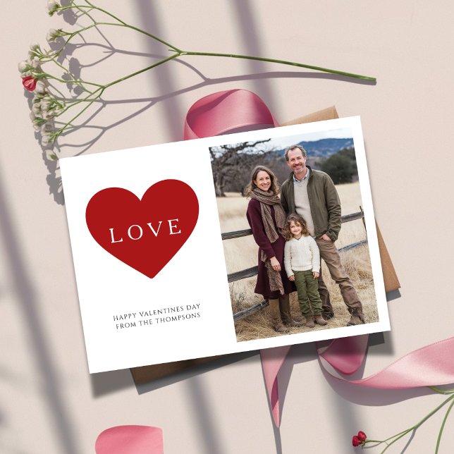 Rustic Boho Family Photo Love Valentine Greeting Holiday Card (Creator Uploaded)