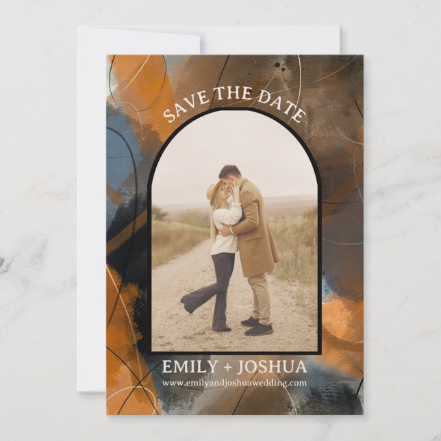 Rustic Boho Flat Save The Date Cards Artistic  (Front)