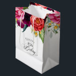 Rustic Boho Floral 80th Birthday Medium Gift Bag<br><div class="desc">This lovely rustic boho floral design has colourful organic florals in rich colours of terracotta,  pink,  burgundy,  and yellow with teal and green leaves. Calligraphy script spells out the word "Birthday" in elegant style. You can personalise the age to any age you desire. Shown here with the age "80".</div>