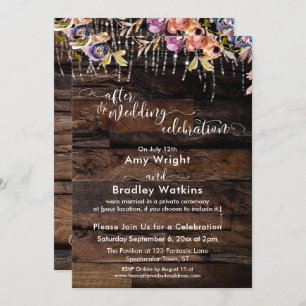 Rustic Boho Floral After the Wedding Celebration Invitation
