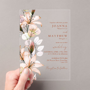 Rustic Boho Floral Autumn Fall Wedding Acrylic Invitations