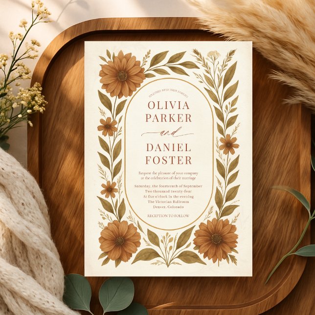 Rustic Boho Floral Autumn Wedding Invitation (Creator Uploaded)