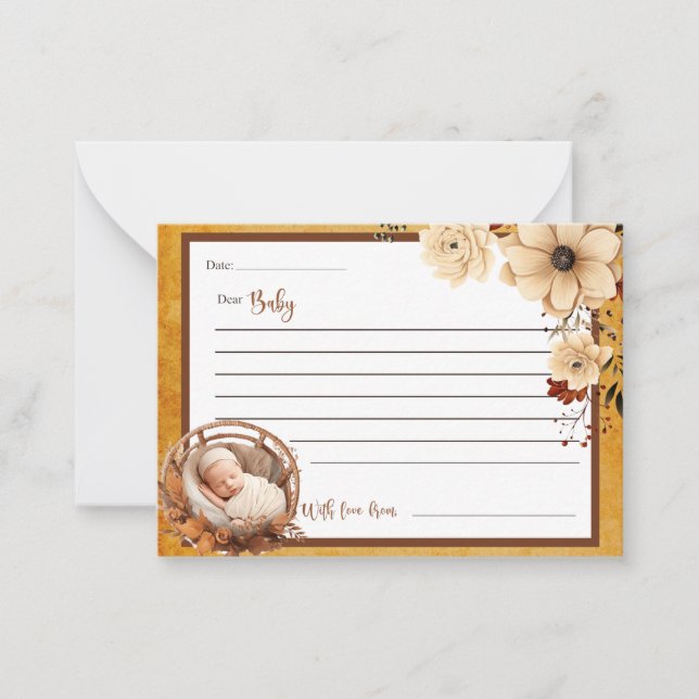 Rustic Boho Floral Baby Shower Dear Baby Cards (Front)