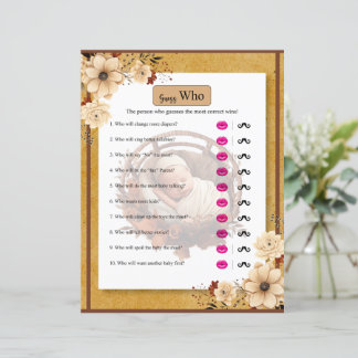 Rustic Boho Floral Baby Shower  Guess Who Game