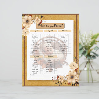 Rustic Boho Floral Baby Shower  In your Purse Game