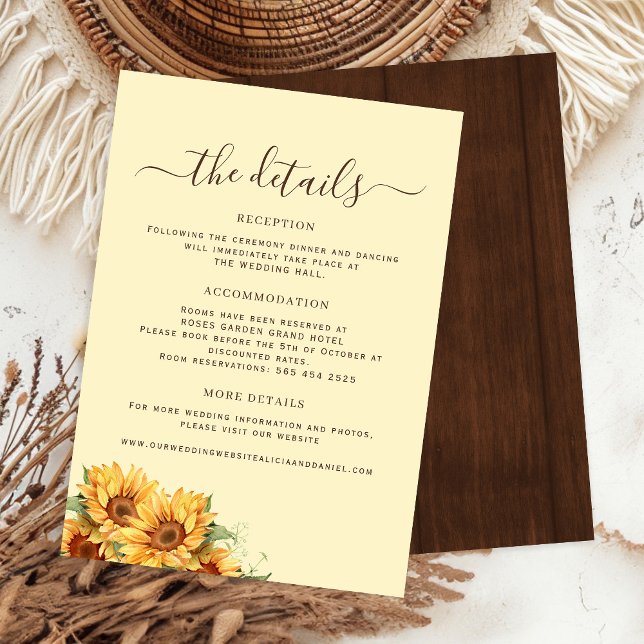 Rustic boho floral barn wood wedding guest details enclosure card (Creator Uploaded)