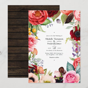Rustic Boho Floral Bohemian Wedding Invitation