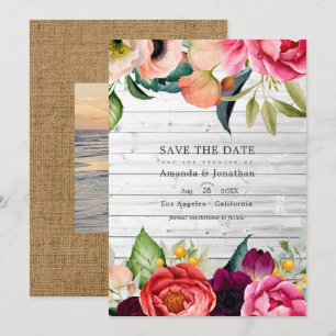 Rustic Boho Floral Bohemian Wedding Photo Save The Date