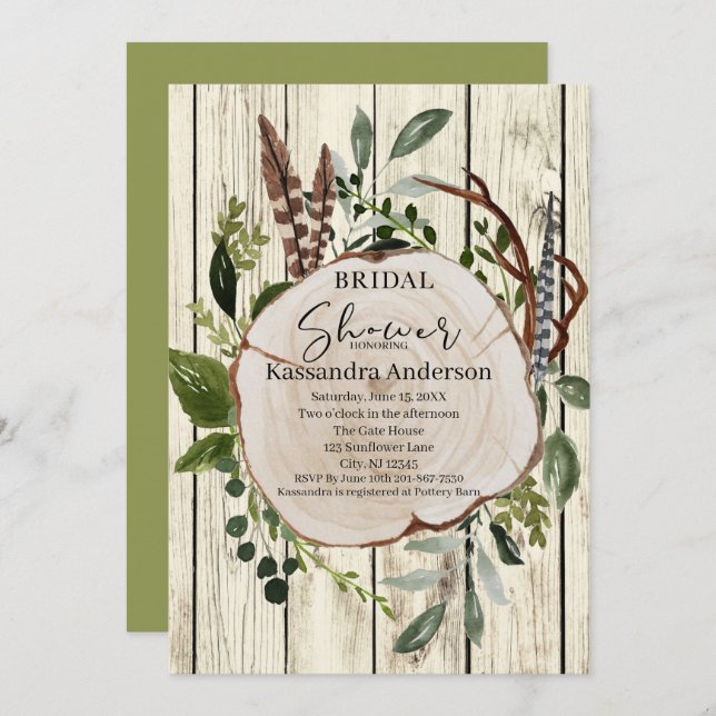 Rustic Boho Floral Bridal Shower Invitation (Front/Back)
