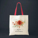 Rustic Boho Floral Bridesmaid Wedding Tote<br><div class="desc">An elegant wedding invitation set featuring watercolor florals in rustic beige,  burnt orange,  sienna tones on a brown background. 

If you need any changes in the design such as colour,  text,  or font; please contact us at seamistmail@gmail.com. We love being a part of your happy memories.</div>