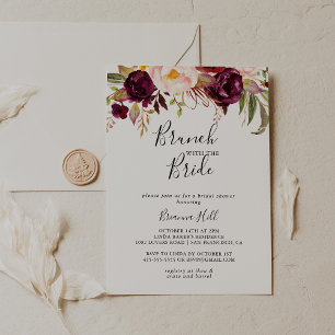 Rustic Boho Floral Brunch with the Bride Shower Invitation