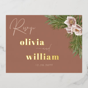 Rustic Boho Floral Christmas Holiday RSVP Cards