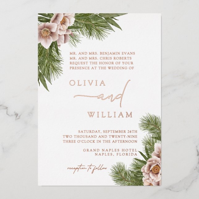 Rustic Boho Floral Christmas Holiday Wedding (Front)