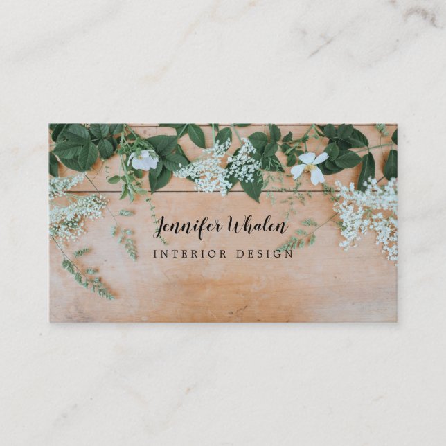 Rustic Boho Floral Custom Business Card (Front)
