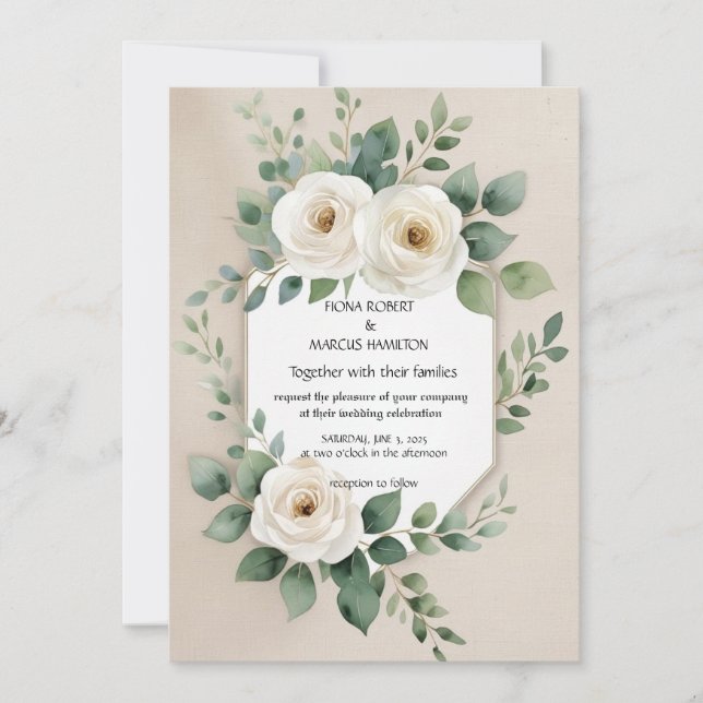 Rustic Boho Floral Elegant Wedding Invitation (Front)