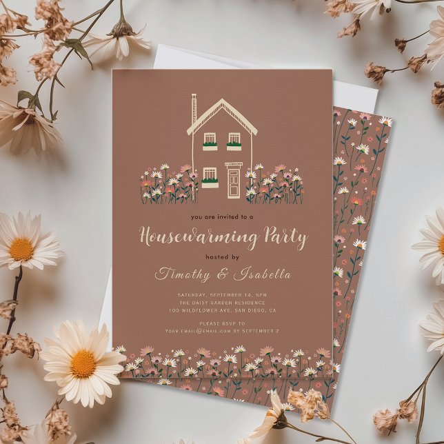 Rustic Boho Floral Fall Housewarming Party Invitation (Creator Uploaded)