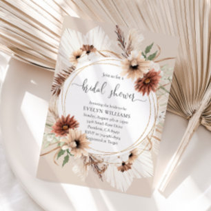 Rustic Boho Floral Frame Bridal Shower Invitation