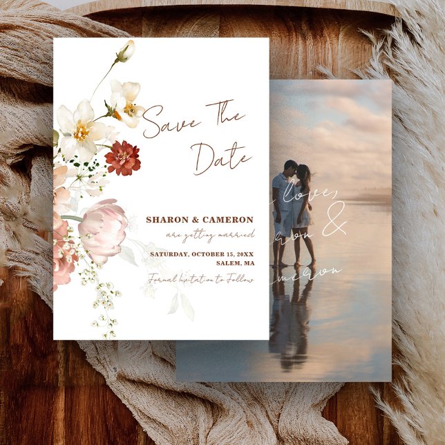 Rustic Boho Floral Garden Wedding Save The Date (Creator Uploaded)