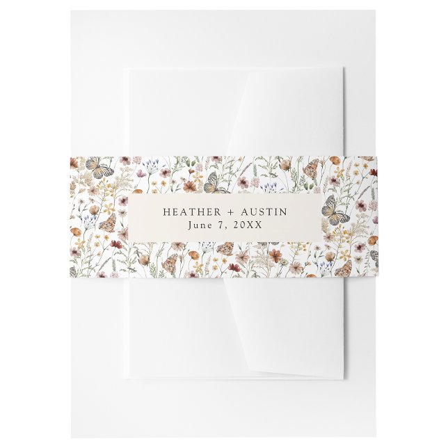 Rustic Boho Floral Invitation Belly Band (Rustic White Boho Floral Invitation Belly Band by Painted Paperie
)