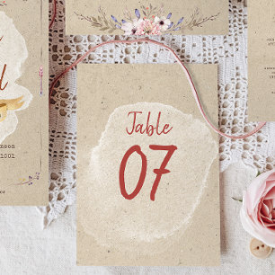 Rustic Boho Floral Kraft Wedding Table Numbers