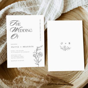 Rustic Boho Floral Modern Minimalist Wedding Invitation