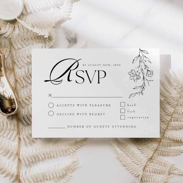 Rustic Boho Floral Modern Minimalist Wedding RSVP Card (Creator Uploaded)