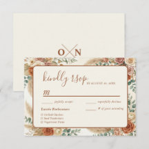 Rustic Boho Floral Pampas Wedding RSVP Card