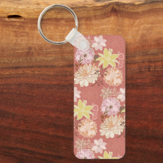 Rustic Boho Floral Pattern Key Ring
