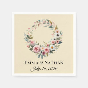 Rustic Boho Floral Watercolor Wedding Napkins