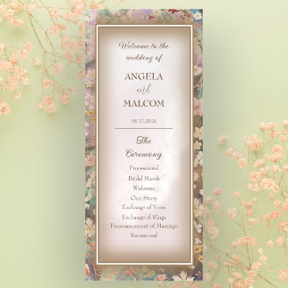 Rustic Boho Floral Wedding Flat Program Programme