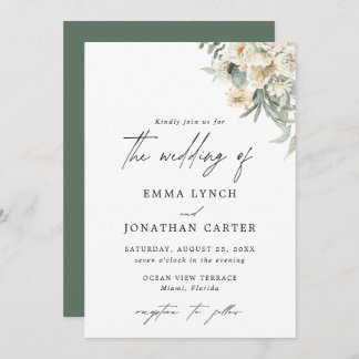 Rustic Boho Floral Wedding Invitation