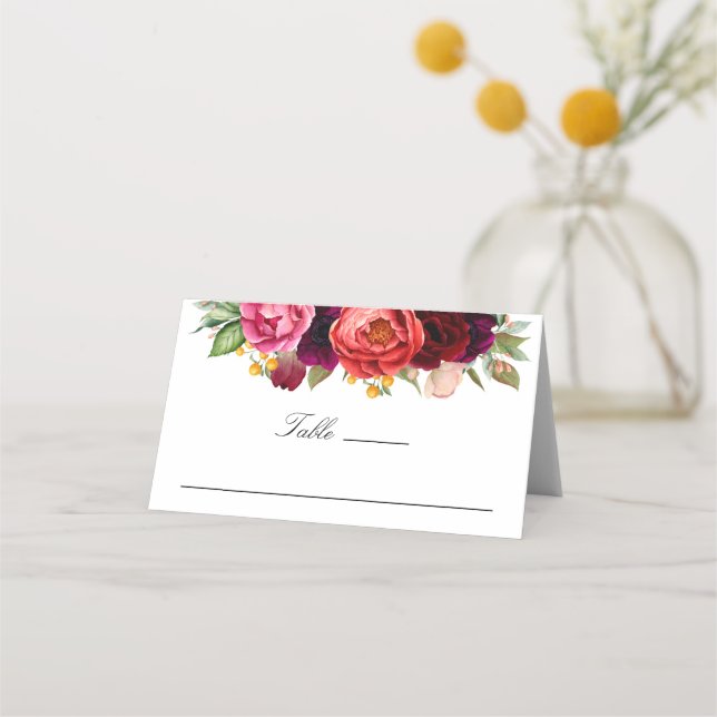 Rustic Boho Floral Wedding or Event Place Card (Front)
