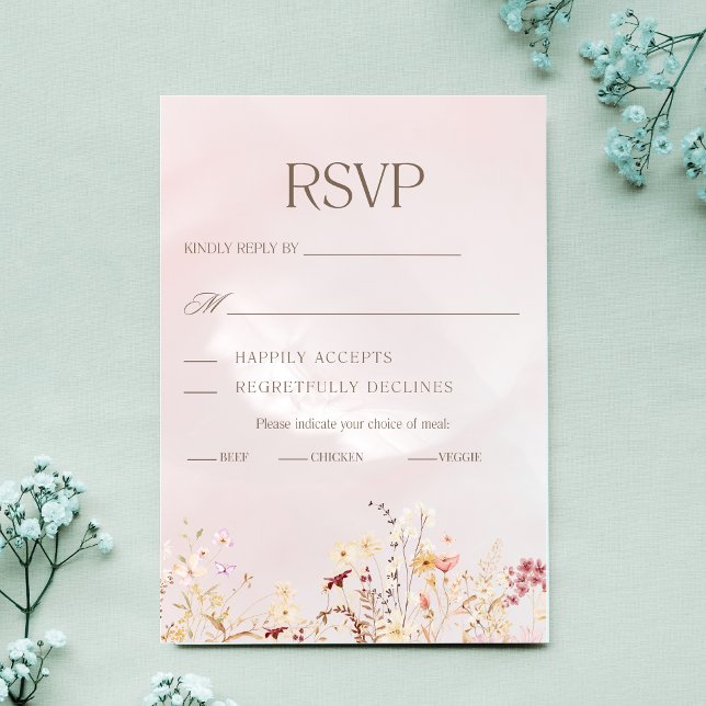 Rustic Boho Floral Wedding RSVP Card (Creator Uploaded)