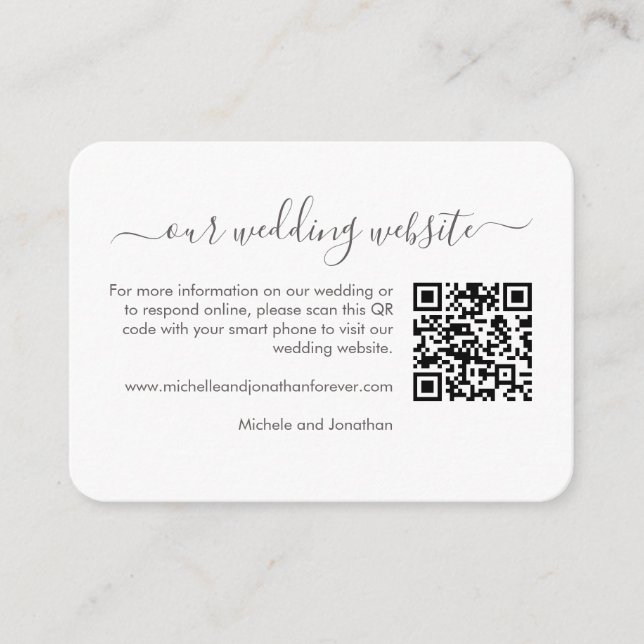 Rustic Boho Floral Wedding RSVP Details QR Code En Enclosure Card (Front)