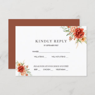 Rustic Boho Floral Wedding RSVP Invitation 