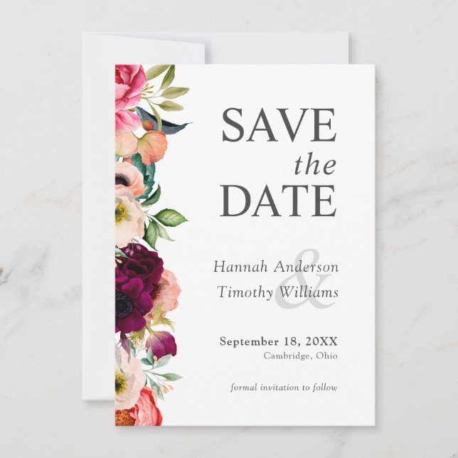 Rustic Boho Floral Wedding Save the Date (Front)