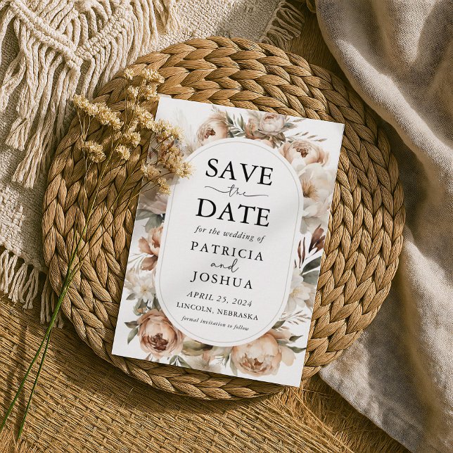Rustic Boho Floral Wedding Save The Date Card (Creator Uploaded)
