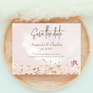 Rustic Boho Floral Wedding Save The Date Postcard