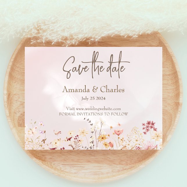 Rustic Boho Floral Wedding Save The Date Postcard (Creator Uploaded)