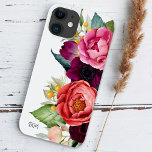 Rustic Boho Floral with Monogram Case-Mate iPhone 14 Case<br><div class="desc">Beautifully stylish and colourful, this rustic boho floral design features a border of rich coloured botanicals in terracotta peach, burgundy, yellow, teal and green bordering one side of the design. A text template is included on the lower left of the design to personailze with your monogram initials or other desired...</div>