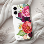 Rustic Boho Floral with Your Monogram<br><div class="desc">A stylish and colorful iPhone case, this rustic boho floral design features a border of rich colored botanicals in terracotta peach, burgundy, yellow, teal and green bordering one side of the design. A text template is included on the lower left of the design to personailze with your monogram initials or...</div>