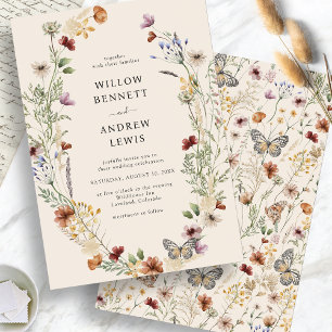 Rustic Boho Flowers Wedding Invitation