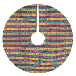 Rustic Boho Folk Art Diamond Pattern Brushed Polyester Tree Skirt