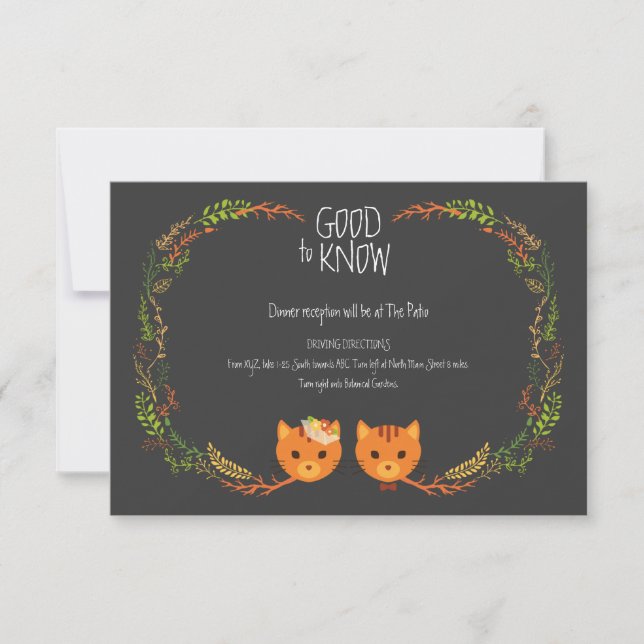 Rustic Boho Forest Cats Wedding Invitation (Front)