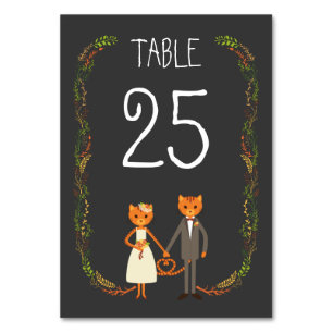 Rustic Boho Forest Cats Wedding Invitation Table Number