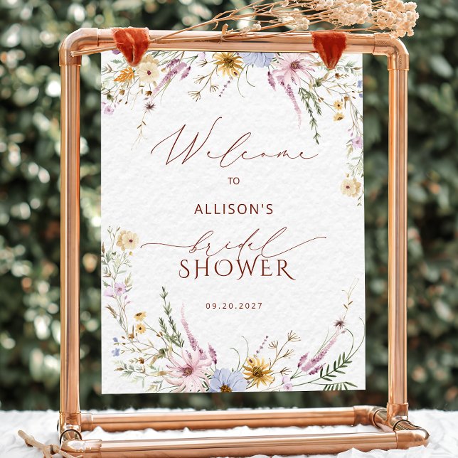 Rustic Boho Garden Flowers Bridal Shower Welcome Poster (Creator Uploaded)
