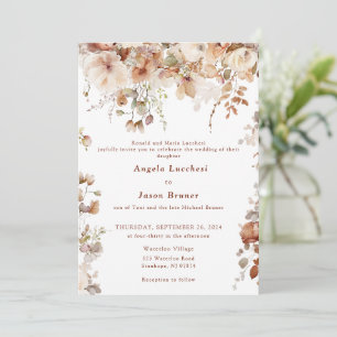 Rustic Boho Garden Flowers Wedding QR Code Invita Invitation